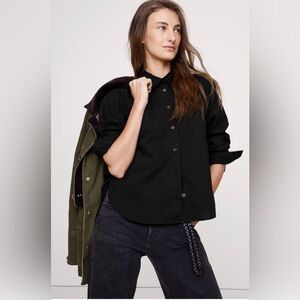 NWT-Athleta Black Boxy Cotton Poplin Shirt, Large
